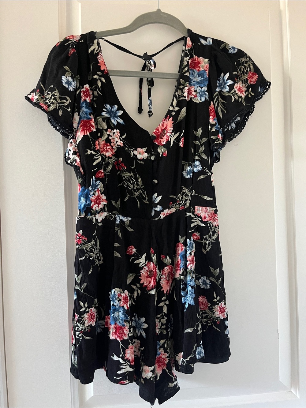 Black floral romper